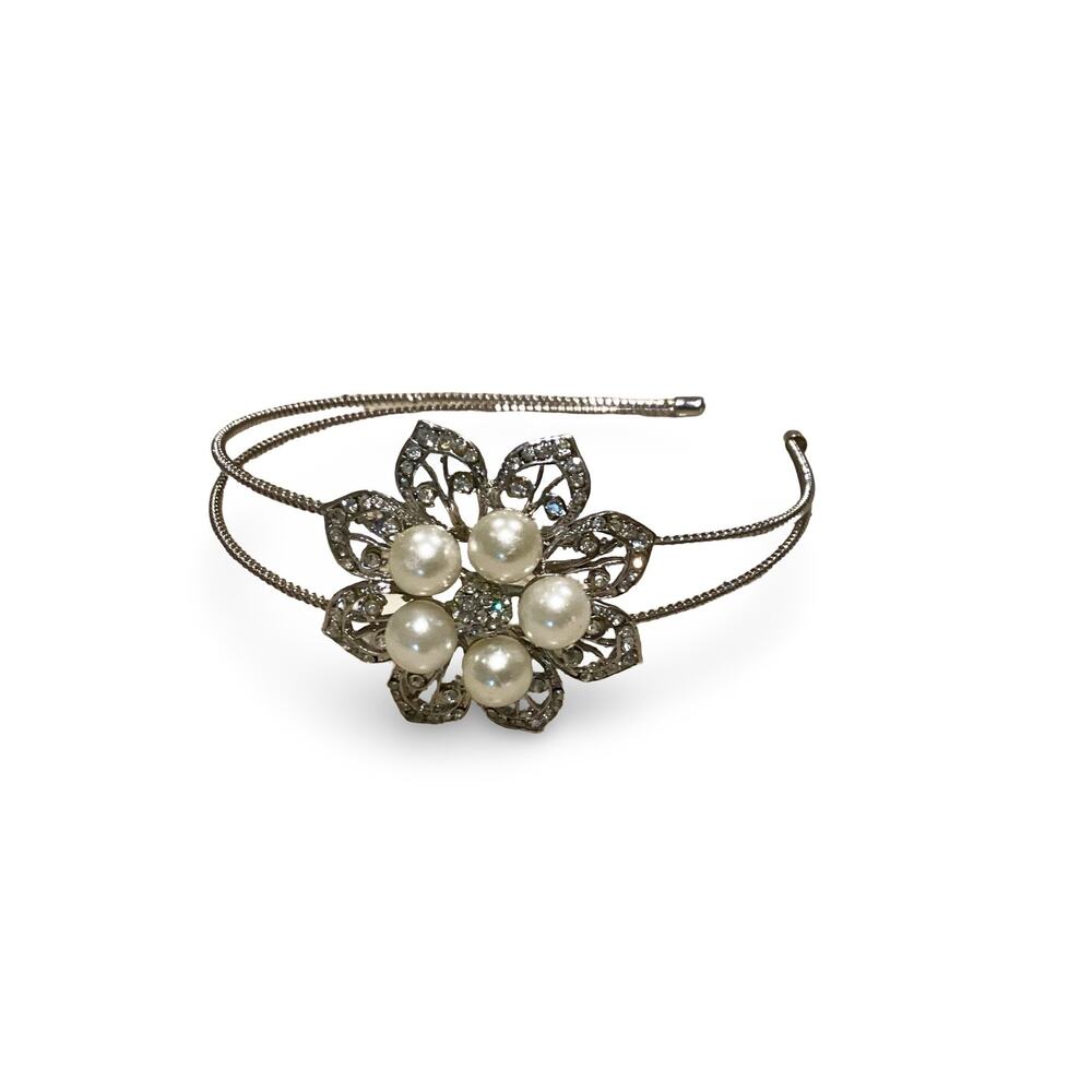 David’s Bridal Double Headband with Crystals and Pearls